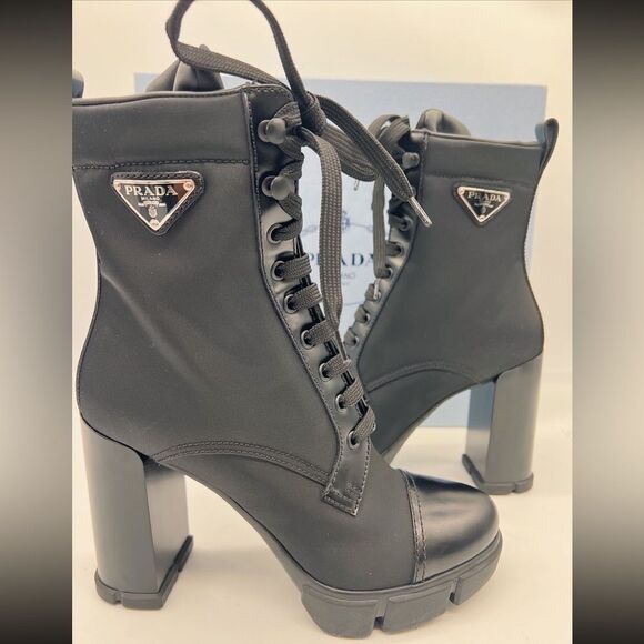 Prada 110 Leather & Nylon Hiker Booties 8.5 - Picture 2 of 9
